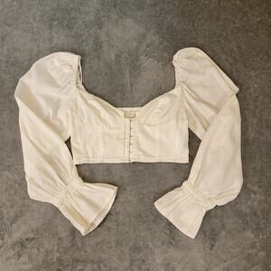 Urban Outfitters Crop Top XS Puff Sleeve Hook Front Cottagecore